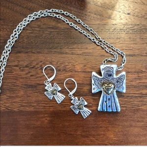 Angel necklace/pendant earring set